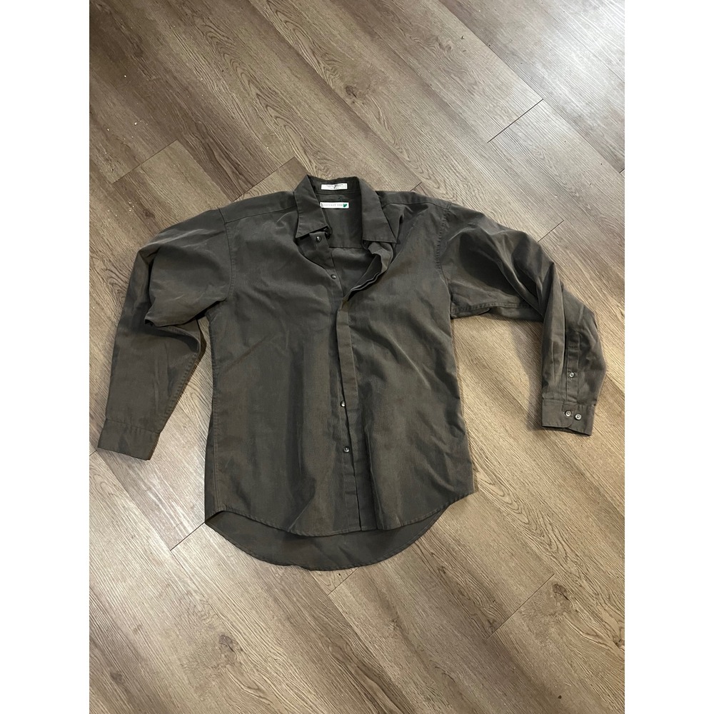 Geoffrey Beene Mens Long Sleeve Button Down Shirt Gray Micro‎ Check Size M